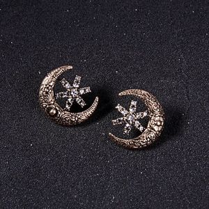 Textured Bronze Crescent Starburst Earrings